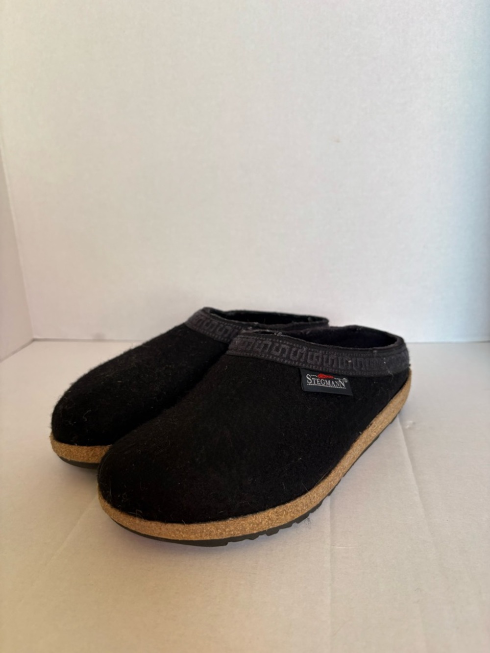 Stegmann Wool Felt Cork Sole Clogs Slippers Black Women’s 6.5